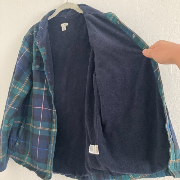 LL Bean Fleece Sherpa Lined Scotch Plaid Flannel Long Sleeve Snap Chore Shirt - Picture 7 of 12